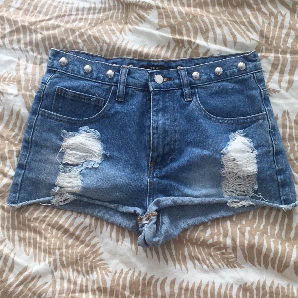 Distressed Denim Shorts